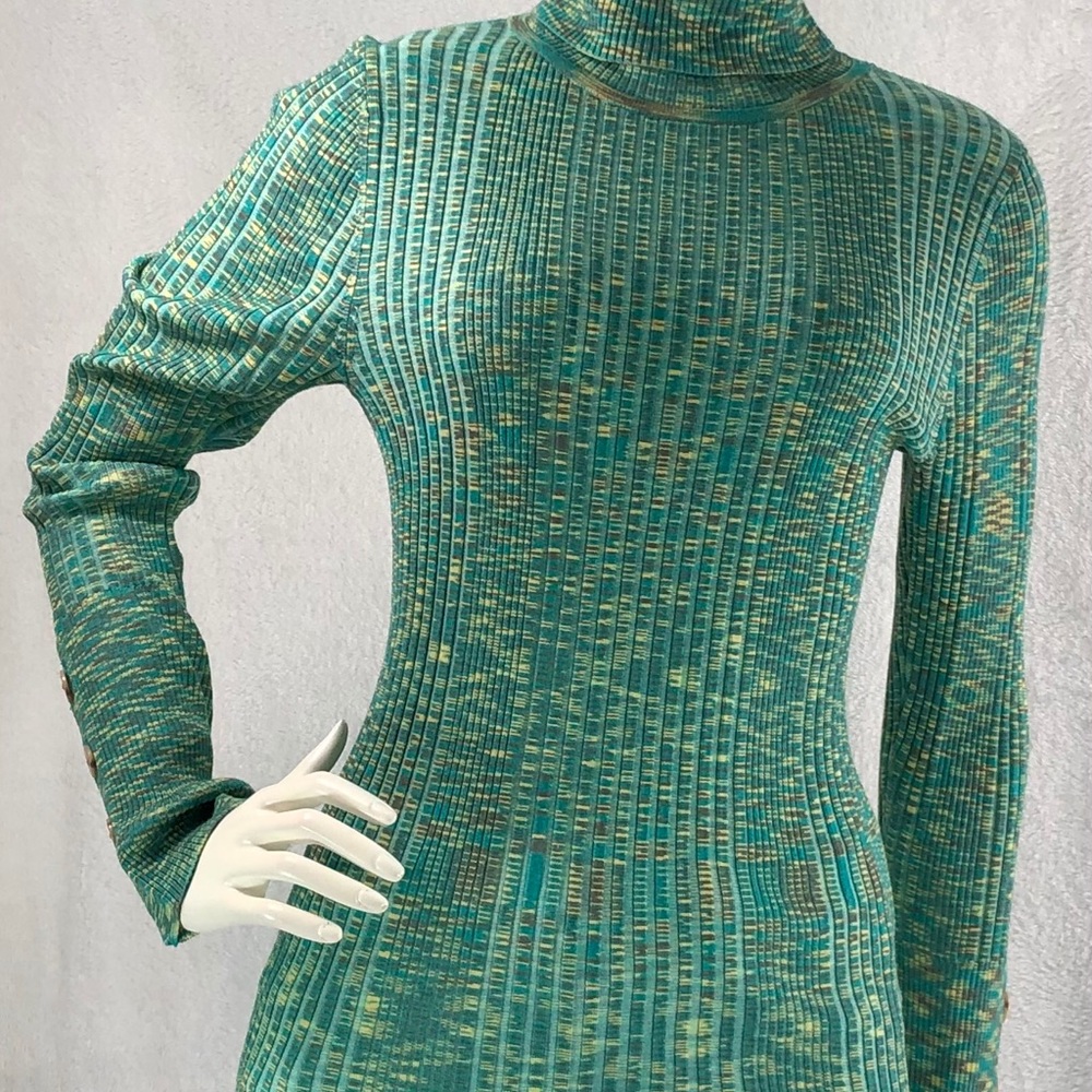 Anthropologie Ribbed Turtleneck Button Sleeve S - image 2